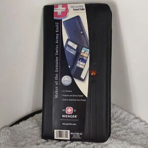 Wenger Black Leather Travel Folio